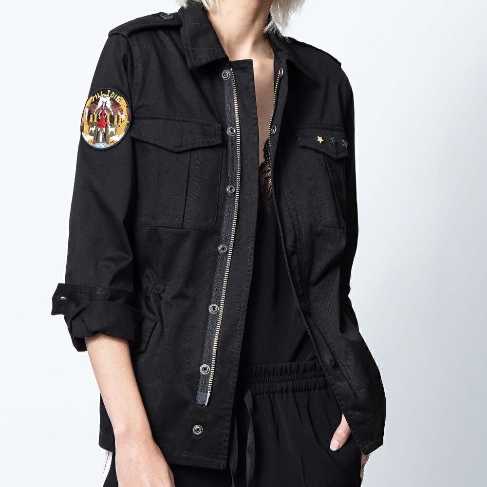 New Zadig & Voltaire Kayak Mili Skull Black Jacket Sizes S/36 & M/38